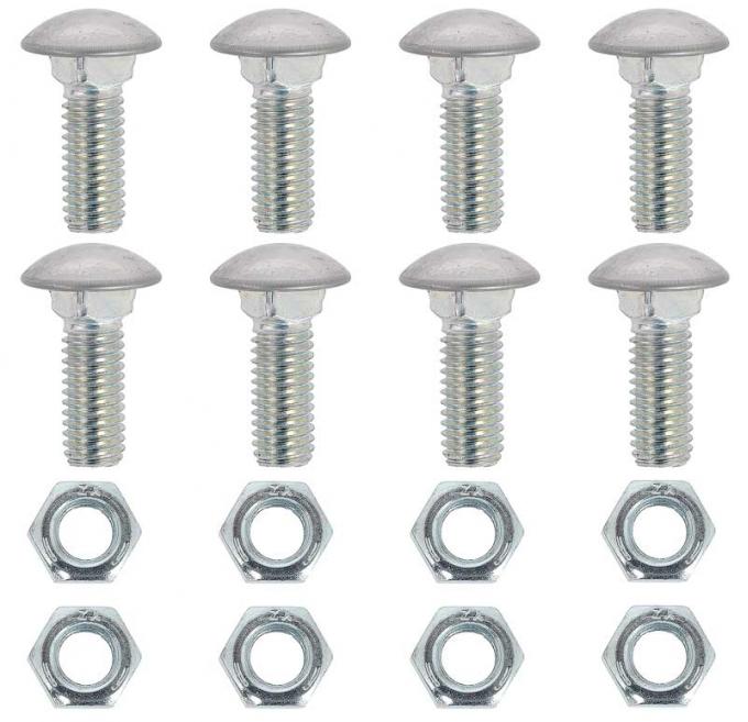 OER Bumper Bolt , Ainc Plated , with Stainless Steel Head , 7/16-14 X 1-1/4" , 8 Bolt Set 17758C