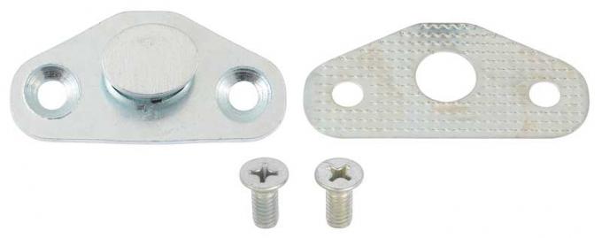 OER 1967-70 Mustang/Cougar Door Latch Striker Plate with Screws / Shim - Zinc Plated 22008A