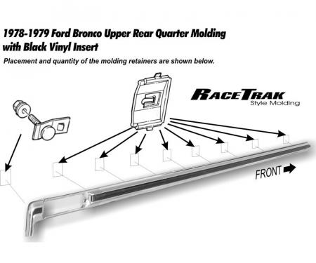 Dennis Carpenter Upper Bed Side Molding - Right - with Racetrack - 1978-79 Ford Bronco D8TZ-9829038-B